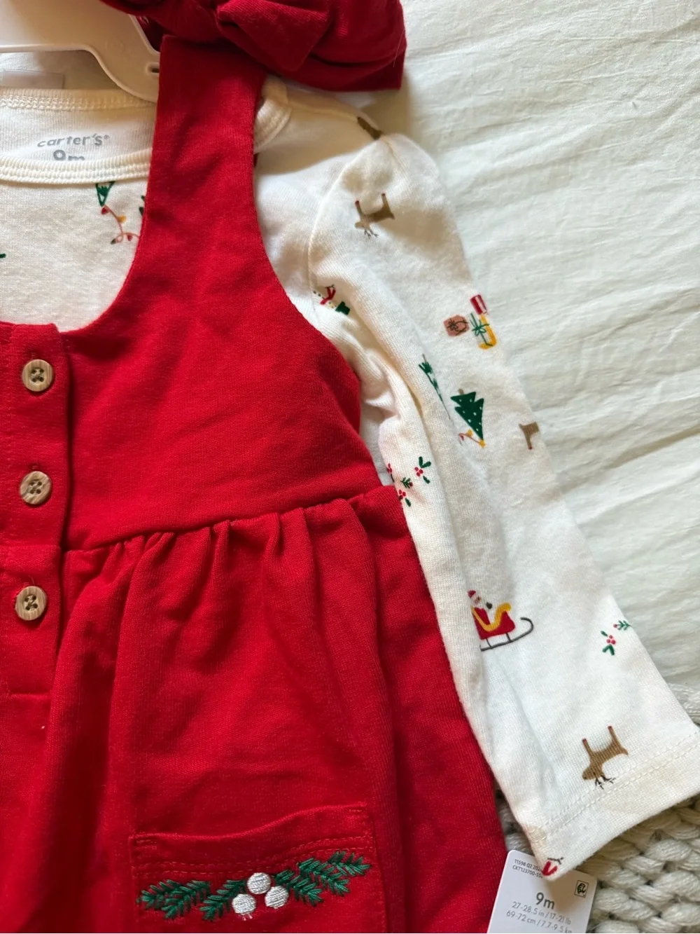 Carter's Girls Red Holiday Dress & Headband NWT Size 9m